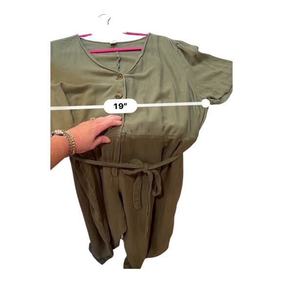 Old Navy Army Green Linen Blend Button Front Romper Jumpsuit Size 2XL - Picture 9 of 13